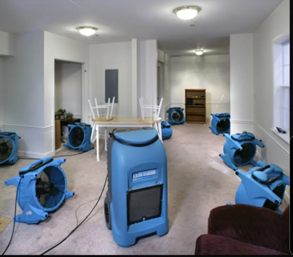 Air movers and dehumidifier setup for Water Extraction & Removal in Benton Park