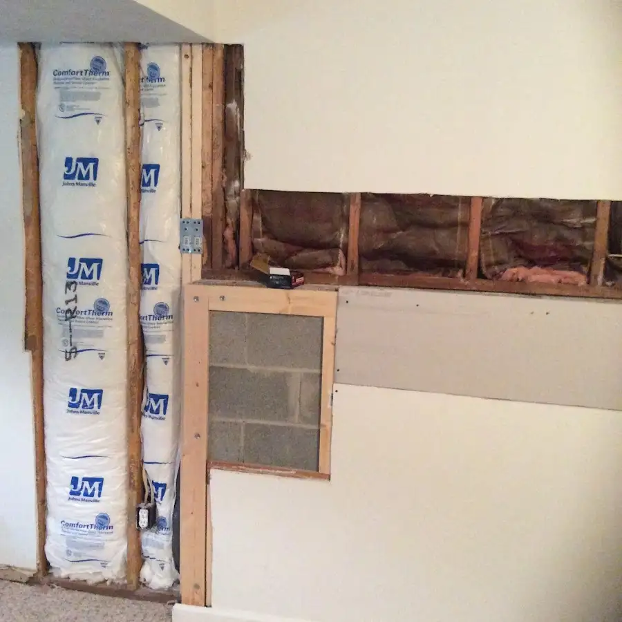 Wall insulation replacement during Basement Flood Cleanup in Benton Park